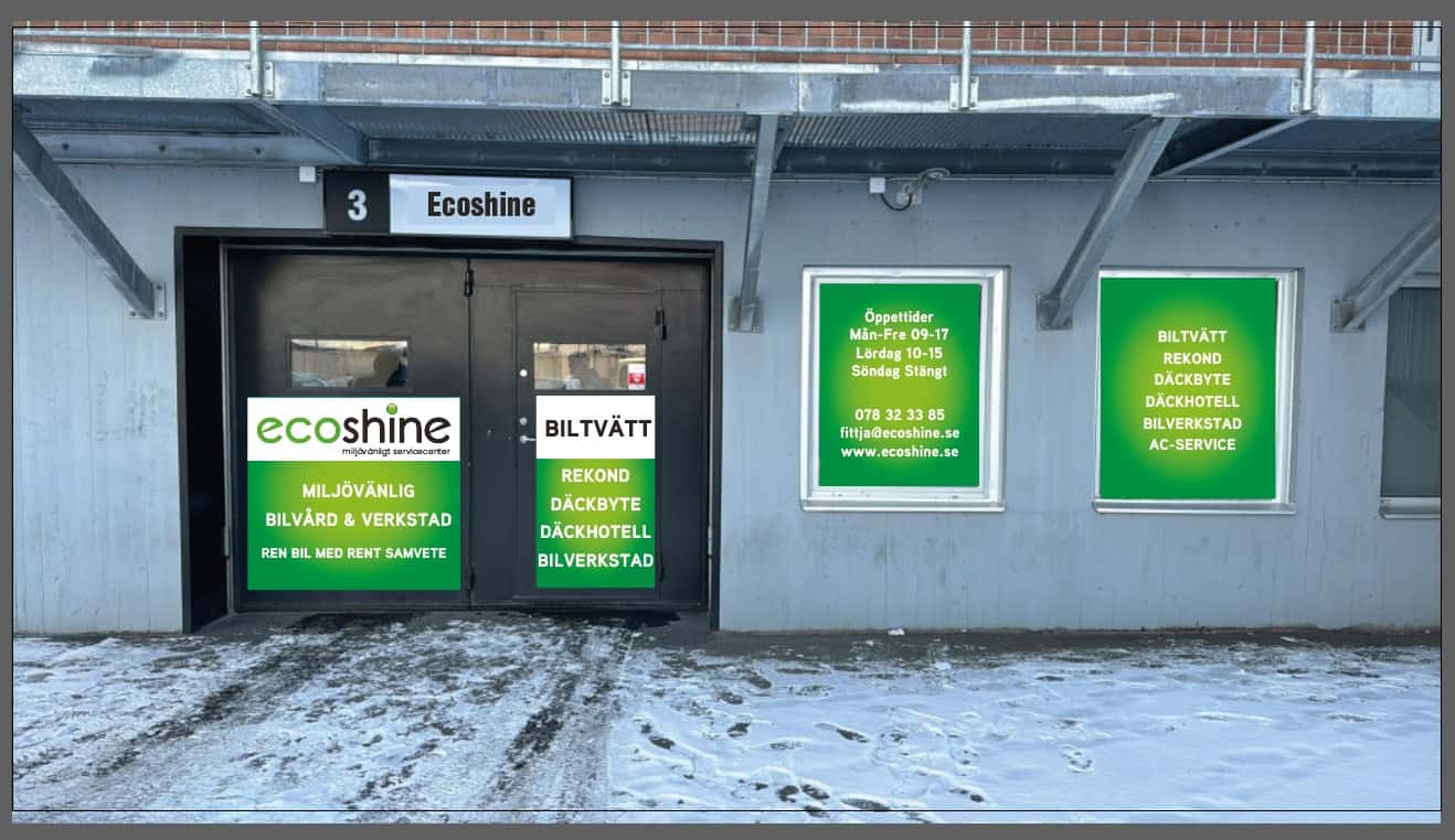 Entre till Ecoshine Fittja från utsidan