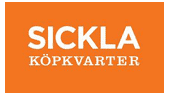 Sickla köpkvarter logotyp på orange bakgrund